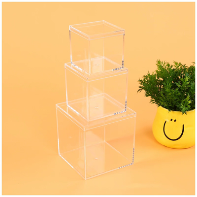 Customize Acrylic Boxes with Lid for Display Clear Plastic Square Cube