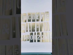 आइटम स्टेंसिल किट, अक्षर ऊंचाई 1.5 इंच, सामग्री पीतल, मोटाई 0.007 इंच, कुल ऊंचाई 1.5 इंच