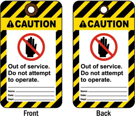 Custom Printed Logo Plastic Safety Tag with 3-1/8*5-5/8inch Size and 50LB Loading Test