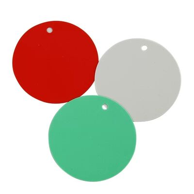 कस्टम मुद्रित लोगो रंगीन पीवीसी गोलाकार जलरोधक टैग प्लास्टिक गोल टैग