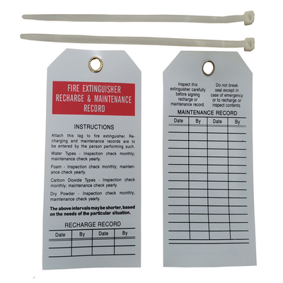 Customized Polyester Fire Extinguisher Inspection Tags 5 3/4inx3in